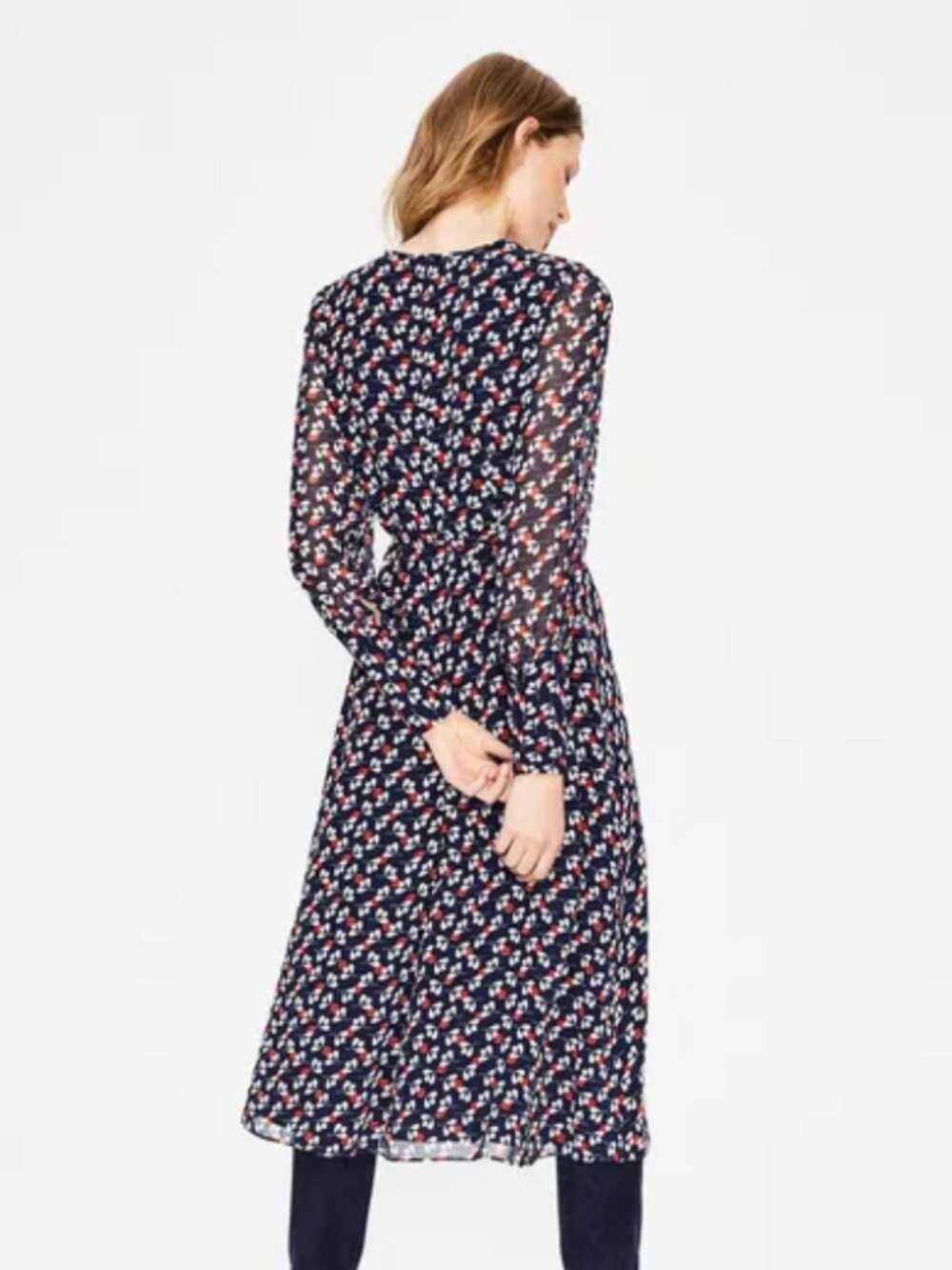 Boden Alba Midi Dress Floral Cotton Smocked A-Line Casual Size 10R - Picture 2 of 15